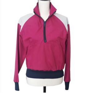 Vtg AFRC Half Zip Pullover Windbreaker Jacket Color-Block Funnel Neck Sz M/10